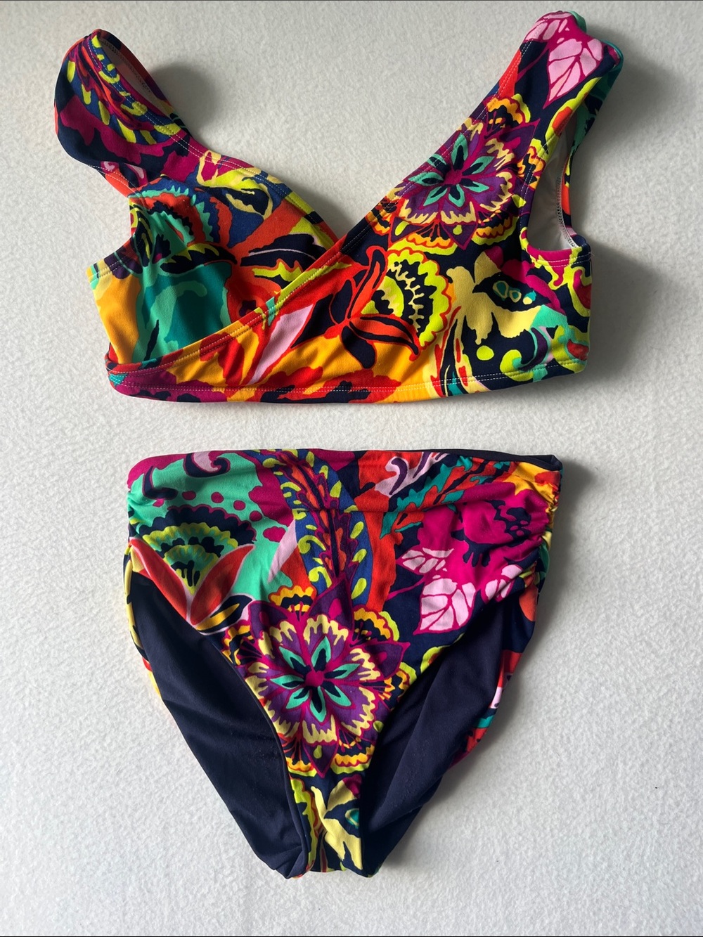 Tahari Multicolor Floral Bikini Set With Reversible Bottom